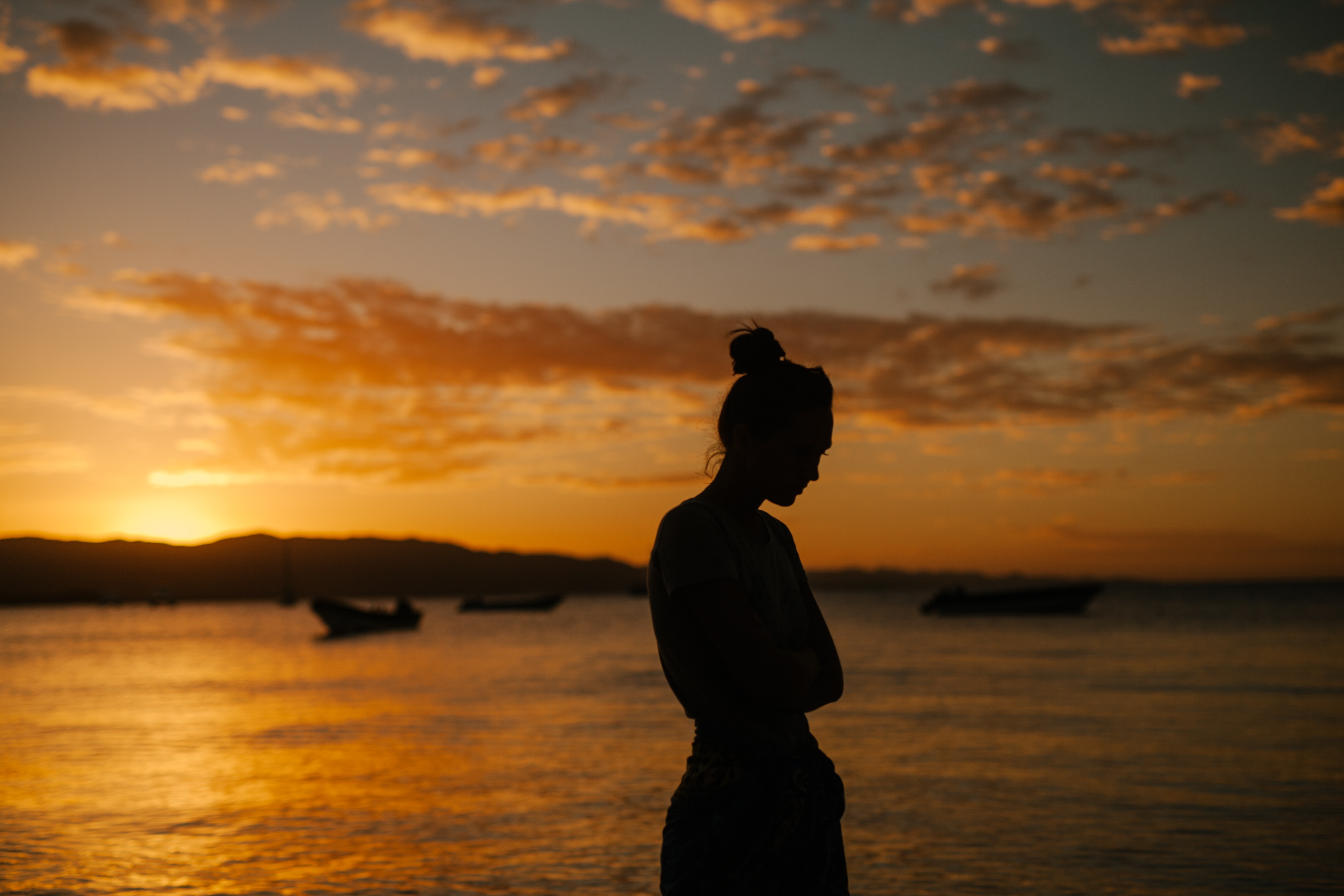 Woman Outdoors By Water