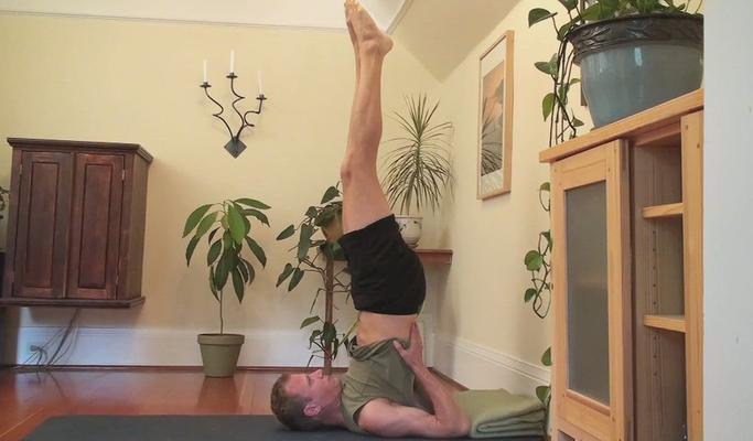 Shoulderstand Pose Against the Wall